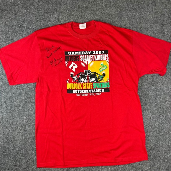 Champion Other - Champion Rutgers vs Norfolk State Gameday 2007 Signed T-Shirt Red XXL Mens